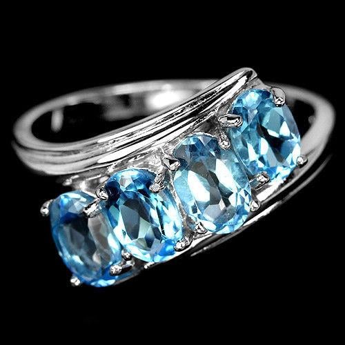 טבעת כסף משובצת טופז כחול RG2200 | טבעות כסף | תכשיטי כסף