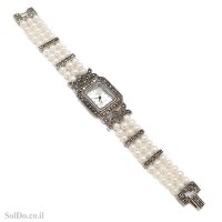 שעון מכסף מעוצב פנינים משובץ מרקזטים SH3271 | תכשיטי כסף