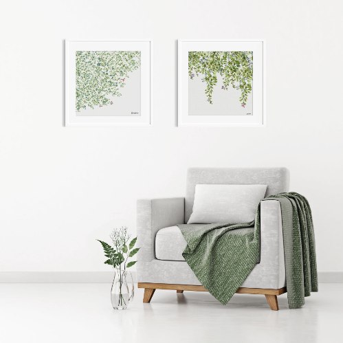 קיר גלריה - עצים עם פרחים