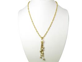 שרשרת ותליון פנינים שזורות בזהב 14K