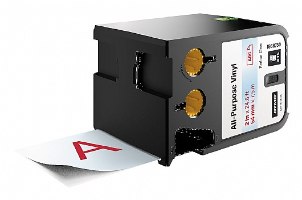 סרט סימון ויניל אדום על רקע שקוף Dymo 1868750 XTL All-Purpose Vinyl 54mmX7m