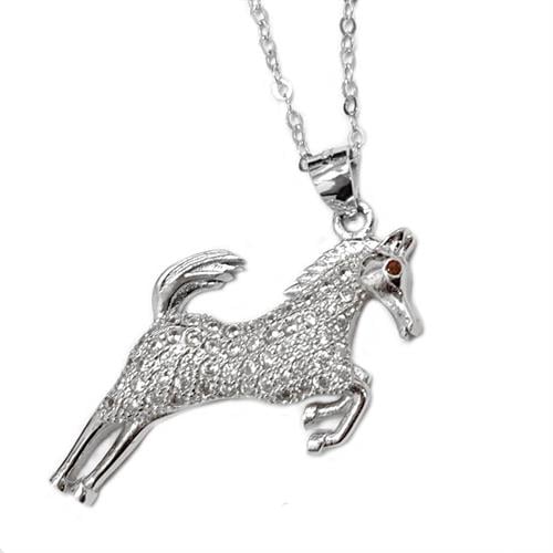 תליון כסף "סוס" משובץ אבני זרקונים T5848 | תכשיטי כסף 925 | שרשרת כסף