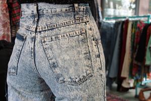 MOM'S ג'ינס גזרה גבוהה אסיד ווש מידה M