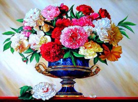 תמונות אבני שיבוץ - פרחים באגרטל 30X40