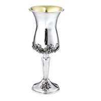 סט גביע קידוש כסף טהור דגם שמואל בן זמורה גפן