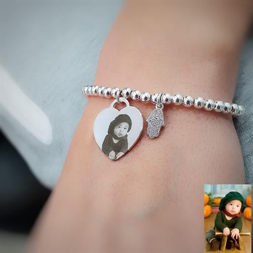 צמיד כדורים עם חריטת תמונה