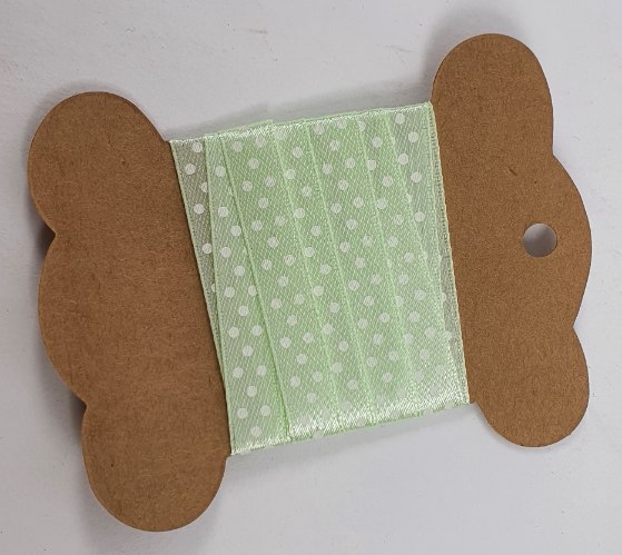 סרט סאטן 2 מטר - מנטה נקודות לבן 1.5 ס"מ