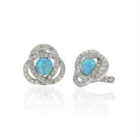 עגילי זהב וזרקונים עם אבן אופל מעוגלים