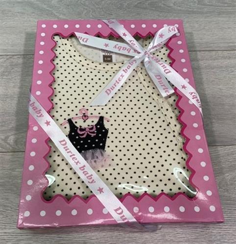 אוברול טריקו ארוך + כובע - נקודות צהוב בננה