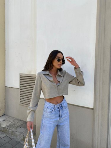 חולצת קרופ אלבה אבן