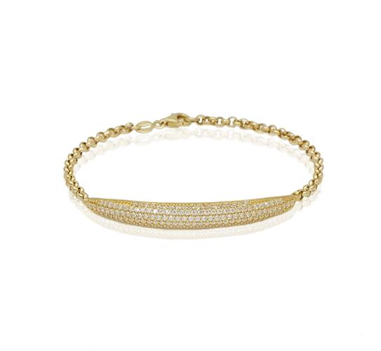 צמיד יד לאשה פאווה זרקונים בזהב 14 קאראט