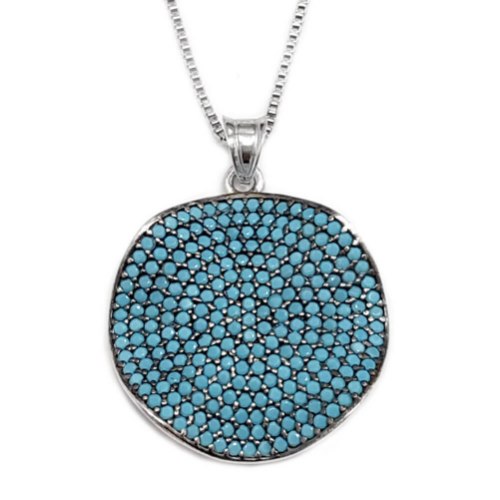 תליון מכסף משובץ אבני זרקון צבע תכלת T6132 | תכשיטי כסף