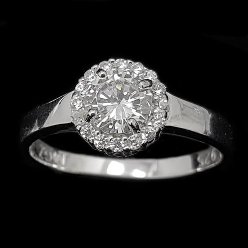 טבעת כסף משובצת זרקון סוליטר ואבני זרקון RG1525| תכשיטי כסף | טבעות כסף