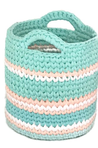 סל כביסה סרוג לחדר הילדים ולעיצוב הבית, סל סרוג גדול במיוחד עם ידיות נשיאה דגם הוואי