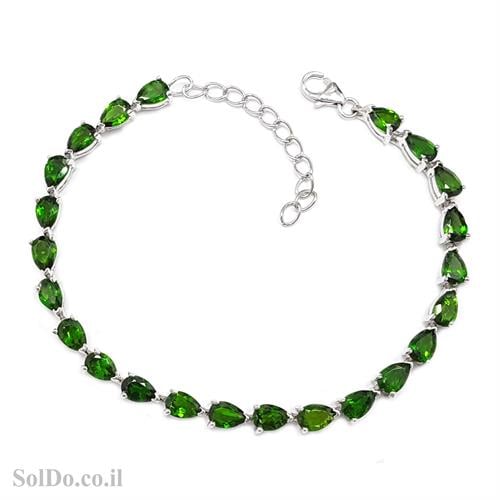 צמיד מכסף משובץ אבני כרום דיאופסיד Z3062 | תכשיטי כסף 925