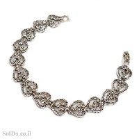 צמיד מכסף לאישה משובץ מרקזטים Z3154 | תכשיטי כסף 925 | צמידי כסף