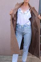 מעיל צמר חום ארוך מידה L