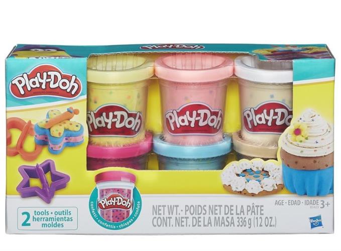 פליידו מארז קונפטי- 6 צבעים