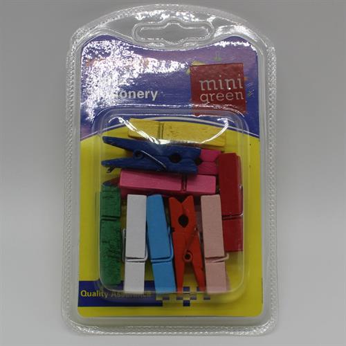 מארז 10 אטבי עץ צבעוניים