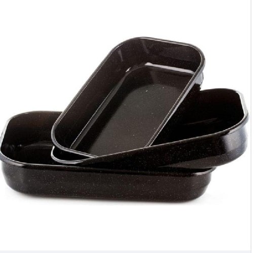 סט תבניות מלבניות אמייל סט 3 תבניות מלבניות בעיצוב נוסטלגי עשויות אמייל איכות