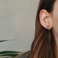 עגילי זהב כנפיים עם יהלומים שחורים 0.25 קראט