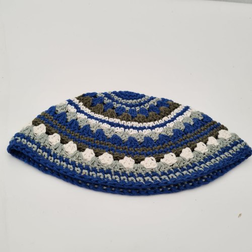 כיפה פריק  - כחול אפור לבן