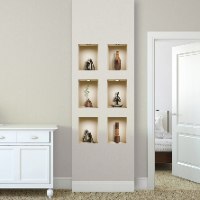 שישיית מדבקות נישה כוורת פסלים שחורים ואגרטלים חומים מעץ דגם 650