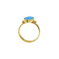 טבעת אופל כחול בחיתוך מרקיזה בזהב 14 קראט