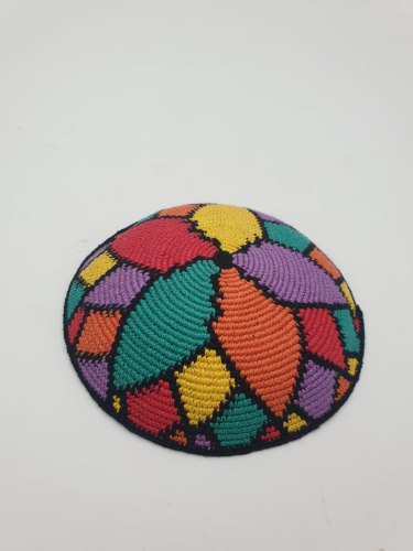 כיפה צבעונית דגם עלים