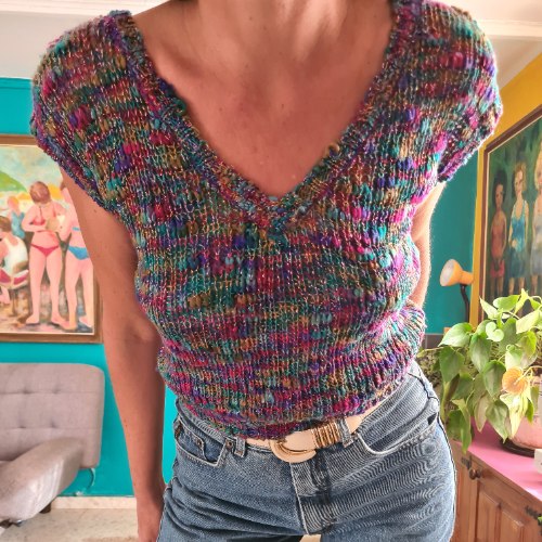 אפודה סרוגה צבעונית S/M