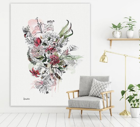 ציור על קנבס של פרחים 