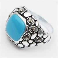 טבעת כסף משובצת אמייל תכלת RG6595