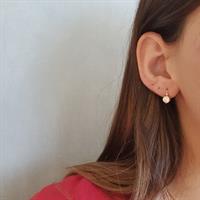 עגילי זהב לבן עם זרקונים 5 ממ צמודים נתלים