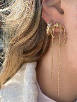 עגילי חבל לאסו עבה זהב