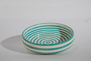 צלחת עמוקה טורקיז לבן פסים