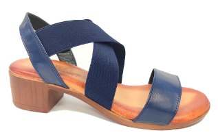 סנדל נוחות עם גומי לנשים עור כחול-לבן דגם - LC256