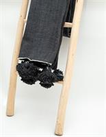 שמיכת פונפונים אפור כהה L