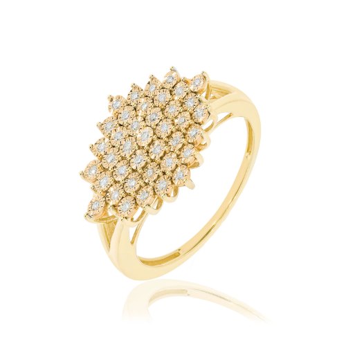 טבעת יהלומים זהב צהוב 14 קראט R-RR324-F