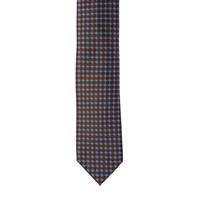 עניבה קלאסית ריבועים חום תכלת