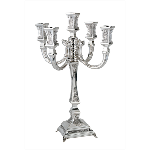 קנדלברה 5,8,10 קנים כסף טהור דגם לבני רקוע