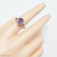 טבעת מכסף משובצת אבן אמטיסט ואבני זרקון RG6313 | תכשיטי כסף 925 | טבעות כסף