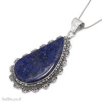 תליון מכסף מעוצב משובץ אבן לפיס T6093 | תכשיטי כסף