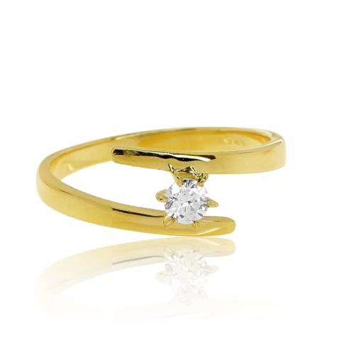 טבעת זהב 14 קראט משובצת יהלומים 0.25 קראט