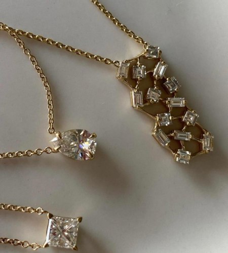 שרשרת קלואה זהב 14 קראט ויהלומים לבנים