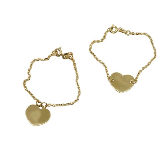 צמיד לב עם חריטה זהב 14 קראט