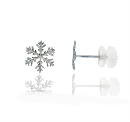 עגילי זהב צהוב 14 קרט בסגנון פתיתי שלג