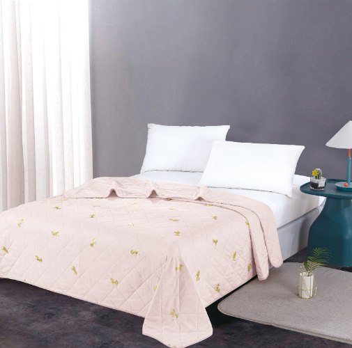 שמיכת קיץ ברונזה זוגית בשילוב הטבעה - 8967