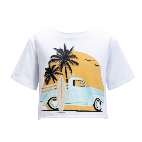 חולצת דקלים לבן/צהוב - VIEW - מידות 2-16