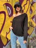 כתף אחת גזורה שרוול ארוך