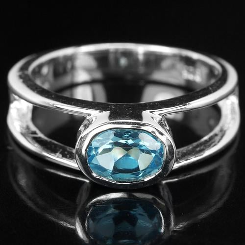 טבעת כסף משובצת טופז כחול וזרקונים RG1483 | תכשיטי כסף 925